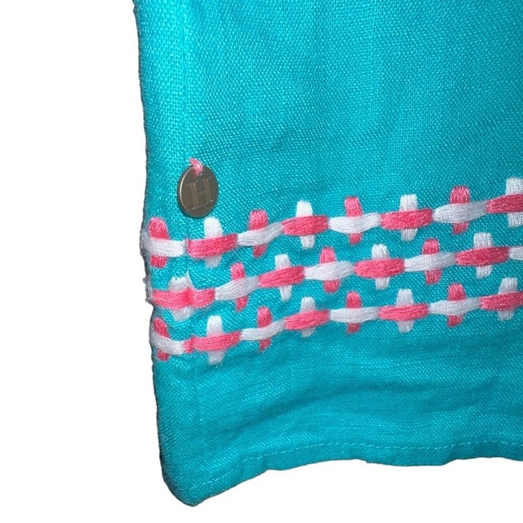 {NWT Hatley Linen Embroidered Portia Sheath Dress in Ceramic Blue Size M} - Picture 7 of 12